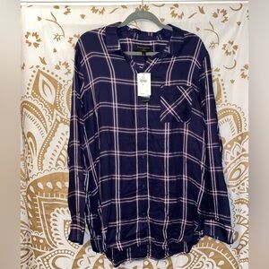 NWT Banana Republic Boyfriend Fit Plaid Button Top